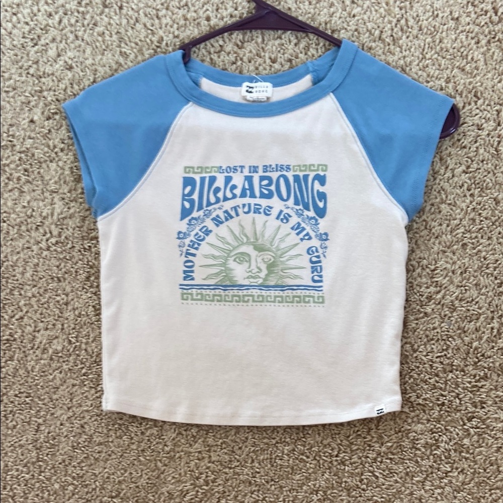 Billabong Blue and White Short Sleeve Tee